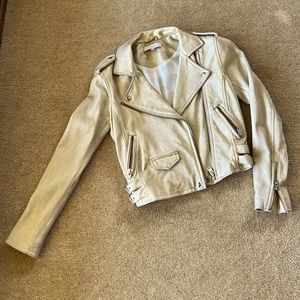 Super soft, buttery Leather Moto jacket. Metallic gold. Drained by IRO